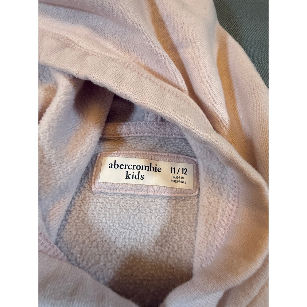 Abercrombie Kids Pink Teal Ombre Logo Pullover Hoodie Sweatshirt Size 11/12 - Picture 2 of 5